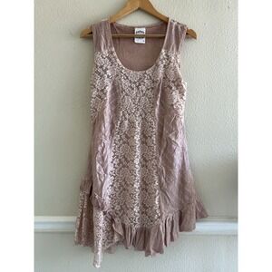 Tlew De Lis Laced Blush Pink Asymmetric ruffle  Dress Size M Fairy Pastel